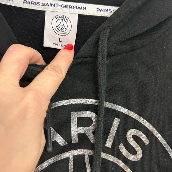 Paris Saint-Germain Big  Black Logo Sweatshirt Size Large Hoodie - Picture 5 of 6